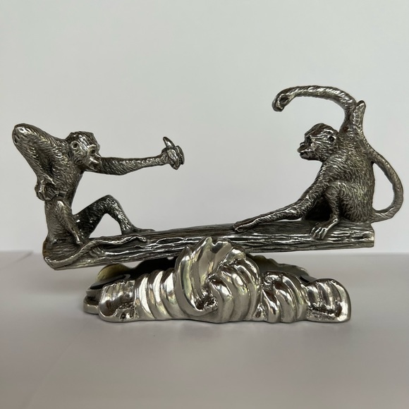 PRICE DROP!!!!  PEWTER SEE SAW MONKIES BUSINESS CARD HOLDER By Royal Selangor - Picture 1 of 7